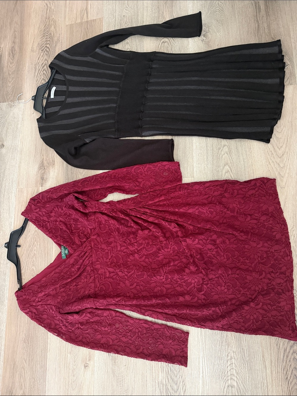 Lauren Ralph Lauren Burgundy Lace V-Neck Dress